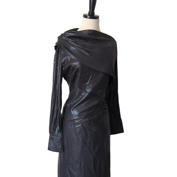 BCBGMAXAZRIA Wylie Dress Womens 38 6 Runway Designer Luxury Black Shimmer $368 - Picture 6 of 16